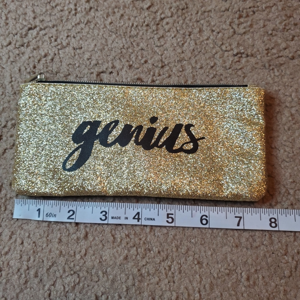 3/$15 - Glitter Zipper Makeup Bag, Gold